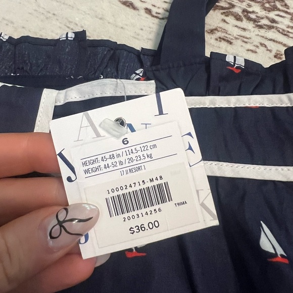 NWT Janie and Jack girl navy sailboat and anchor printed bow tank top size 6 - Picture 3 of 5